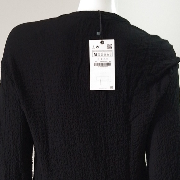 C5 Zara M black textured dress with opalescent buttons NWT - Picture 11 of 12